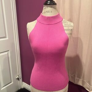 Vibrant Pink Ribbed Halter Top